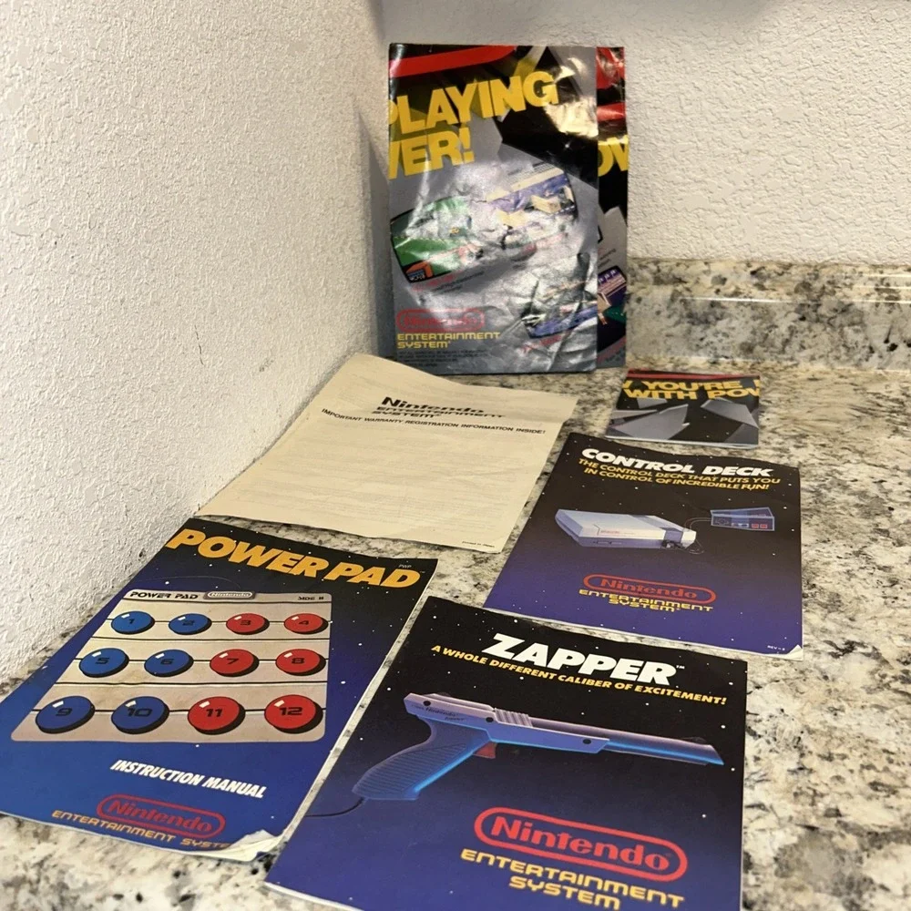 Vintage Nintendo Manual & Poster Lot Zapper, Power Pad, Control Deck Warranty D2